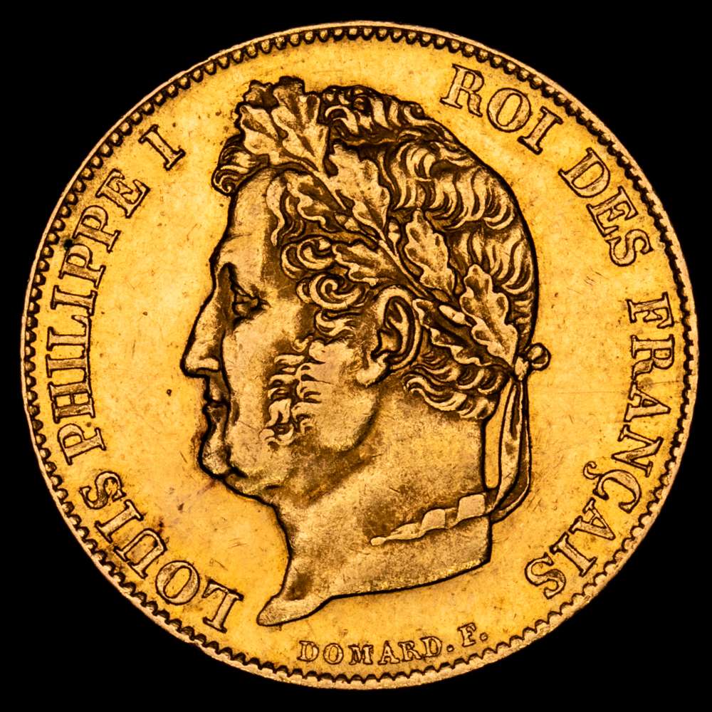 FRANCIA. Luis Felipe I. París. 20 francos. 1833 A. KM750.1. 6´44g. EBC,  abundantes restos de brillo original. Cierto atractivo.