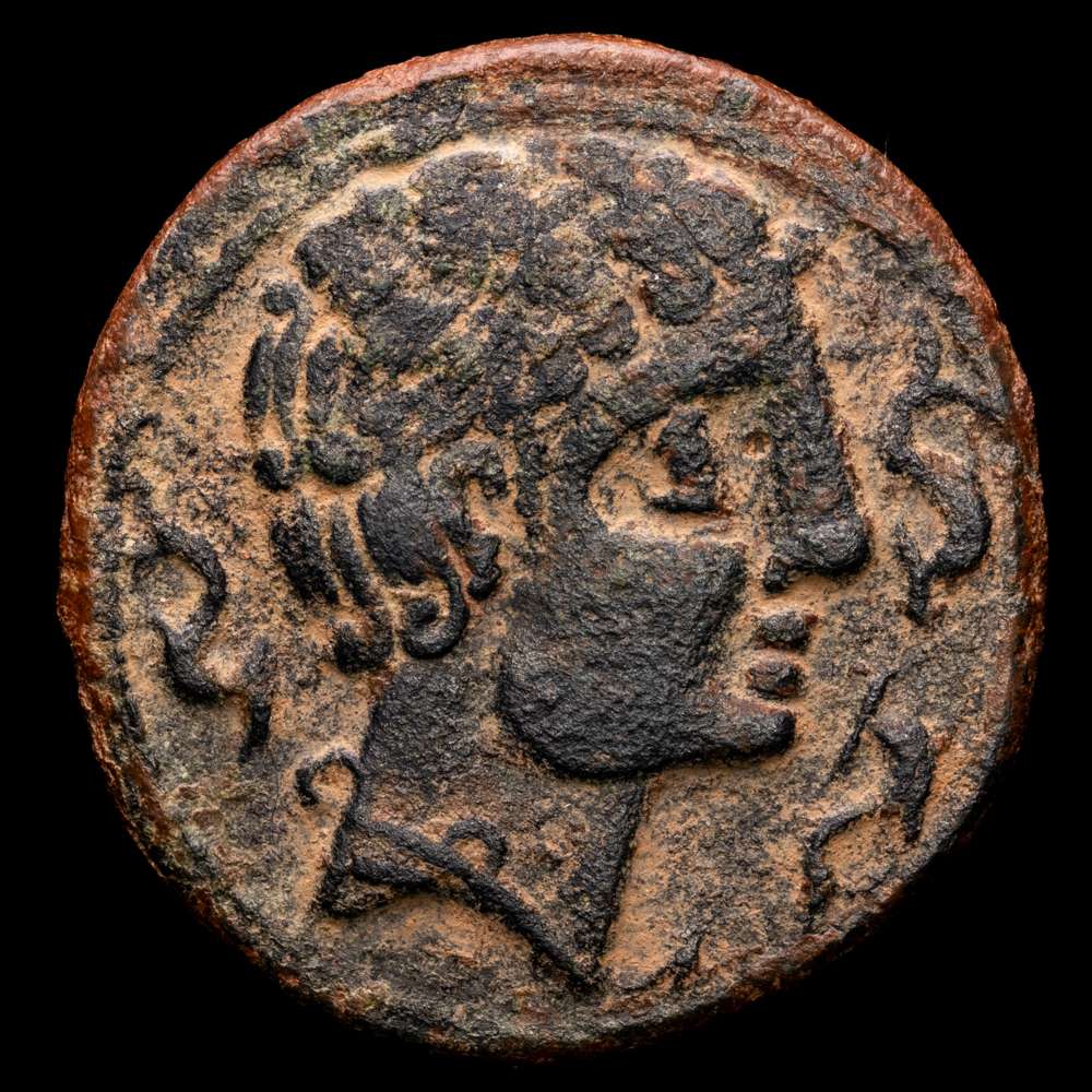 Hispania Antigua LAGINE. AS. 120-20 aC Zona de Aragón.  FAB-1656. Ae. 10,35 g. MBC+.