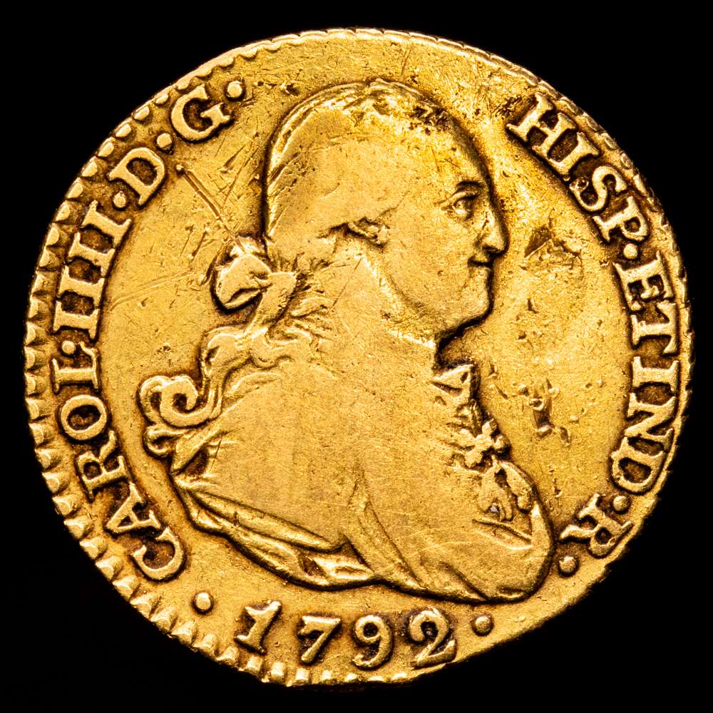 Carlos IV. 1 Escudo. (3,34 g.). Madrid. 1792. M·F. AC-1109. BC+/MBC-.