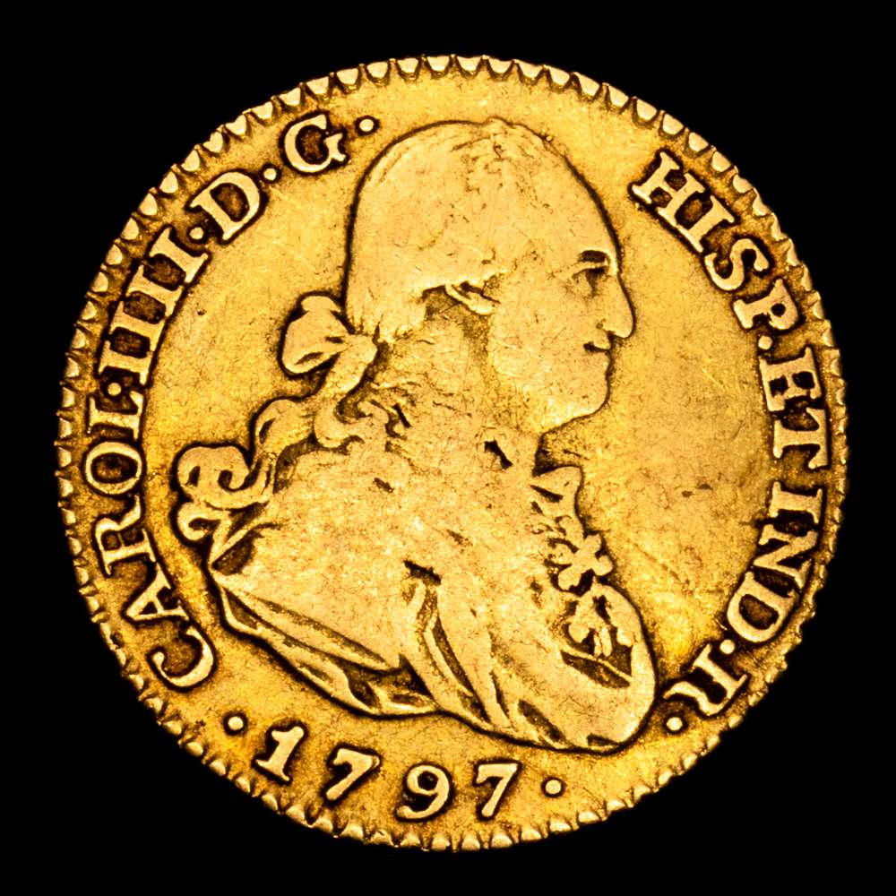 Carlos IV (1788-1808). 1 escudo. 1797. Madrid. MF. (Cal-496). Au. 3,39 gramos. MBC-.