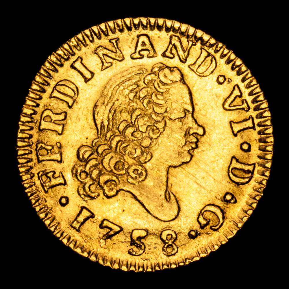 Fernando VI. 1/2 Escudo. (1,76 g.). Madrid. 1758. J·B. CAL-564. EBC-.