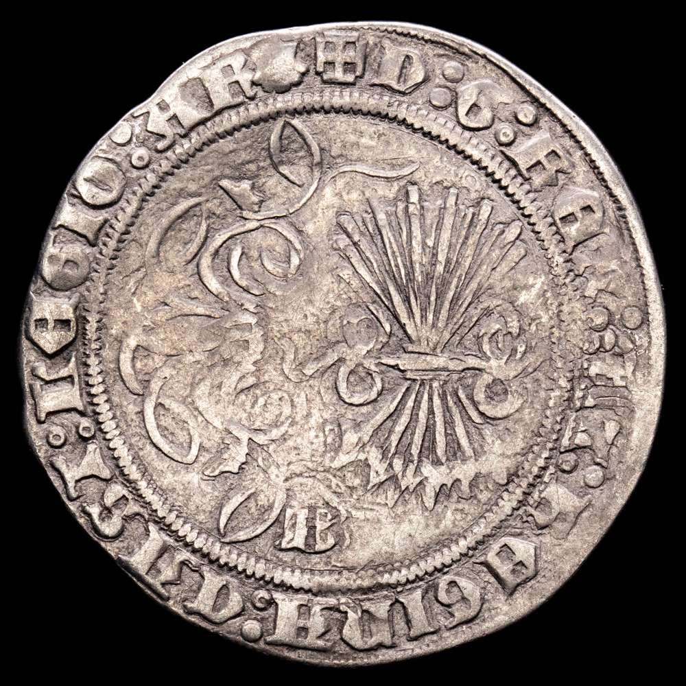 REYES CATÓLICOS (1474-1504) s/d. 1 reales Burgos. (CA 297) 3,28 gr Ar. VF.