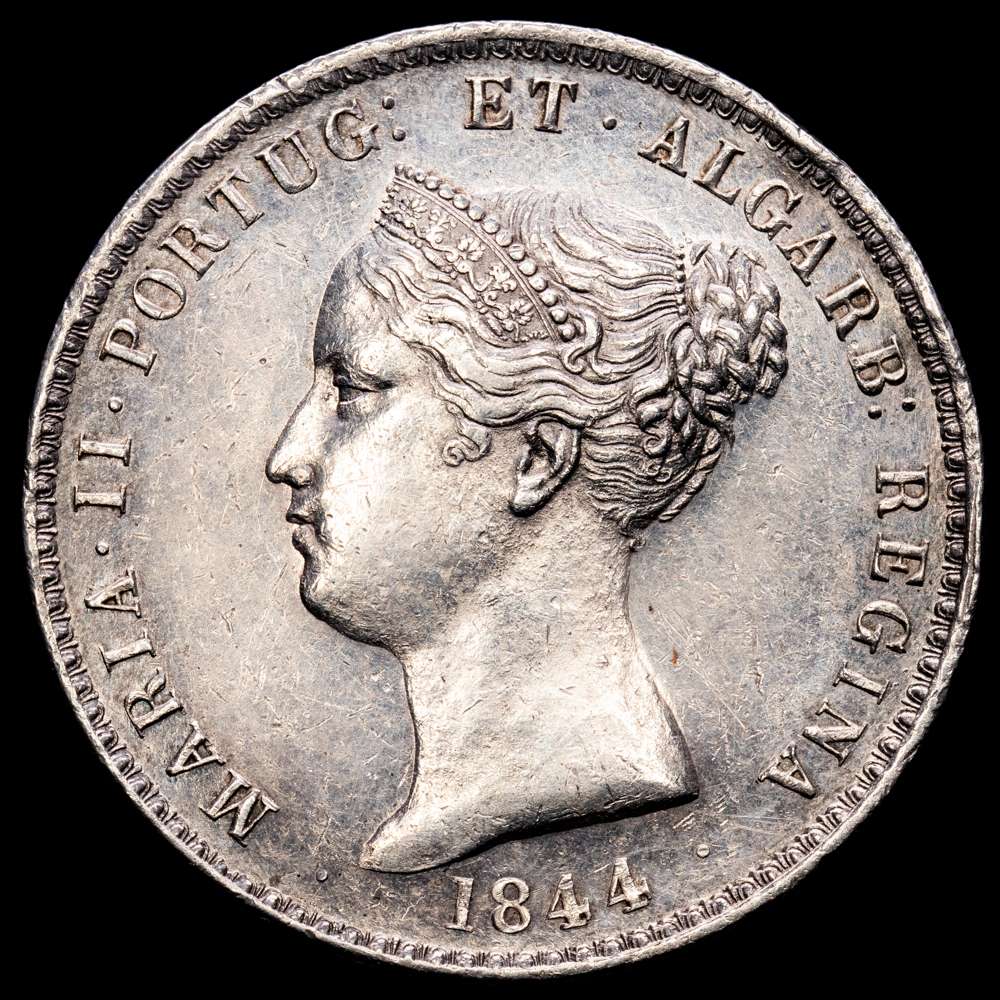 Portugal – Maria II. 1000 Reis. Lisboa. (29,54 g.). 1844. KM-472. Gomes 40.04. R.B.O. MBC+