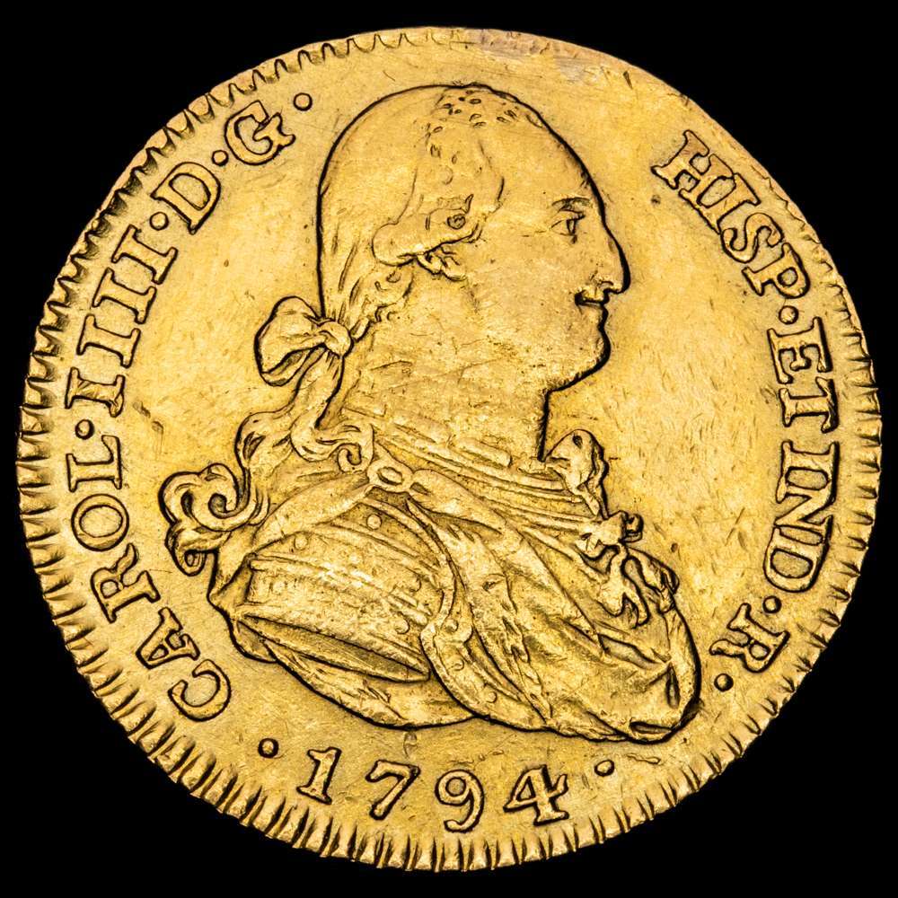Carlos IV (1788-1808). 2 escudos. 1794. Madrid. MF. (Cal-1282). Au. 6,78 gramos. (MBC+).