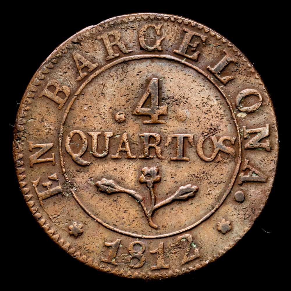 Catalunya Napoleónica. 4 Cuartos. (8,49 g.). Barcelona. 1812. AC-18. MBC+.