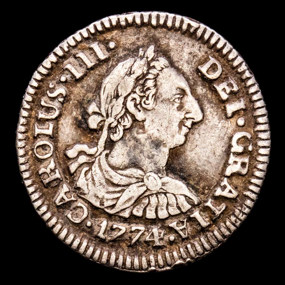 Carlos III. 1/2 Real. (1,85 g.). Potosí. 1774. Ensayador J·R. Aureo y Calicó-239. MBC+.