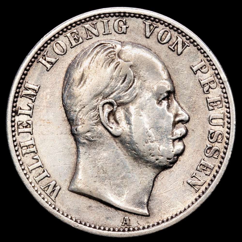 ESTADOS ALEMANES Thaler. 1871-A. GUILLERMO I. PRUSIA. 18,43grs. (Ligeras rayitas). KM-494. MBC+.
