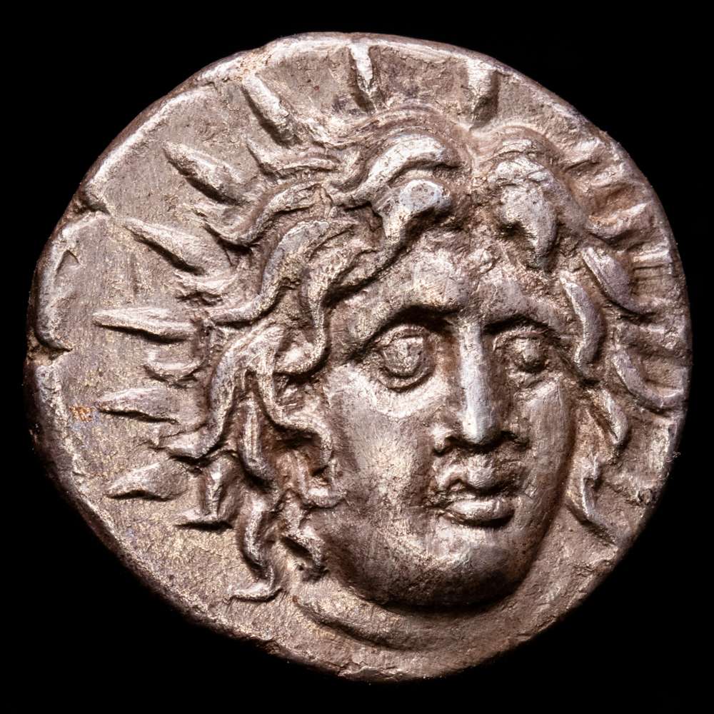 Didracma de la Antigua Grecia. 250-230 aC RODAS. ISLAS DE CARIA. 5,89 grs. HGC 6-1439. Tono de colección antigua. MAGNÍFICO EJEMPLAR. XF.