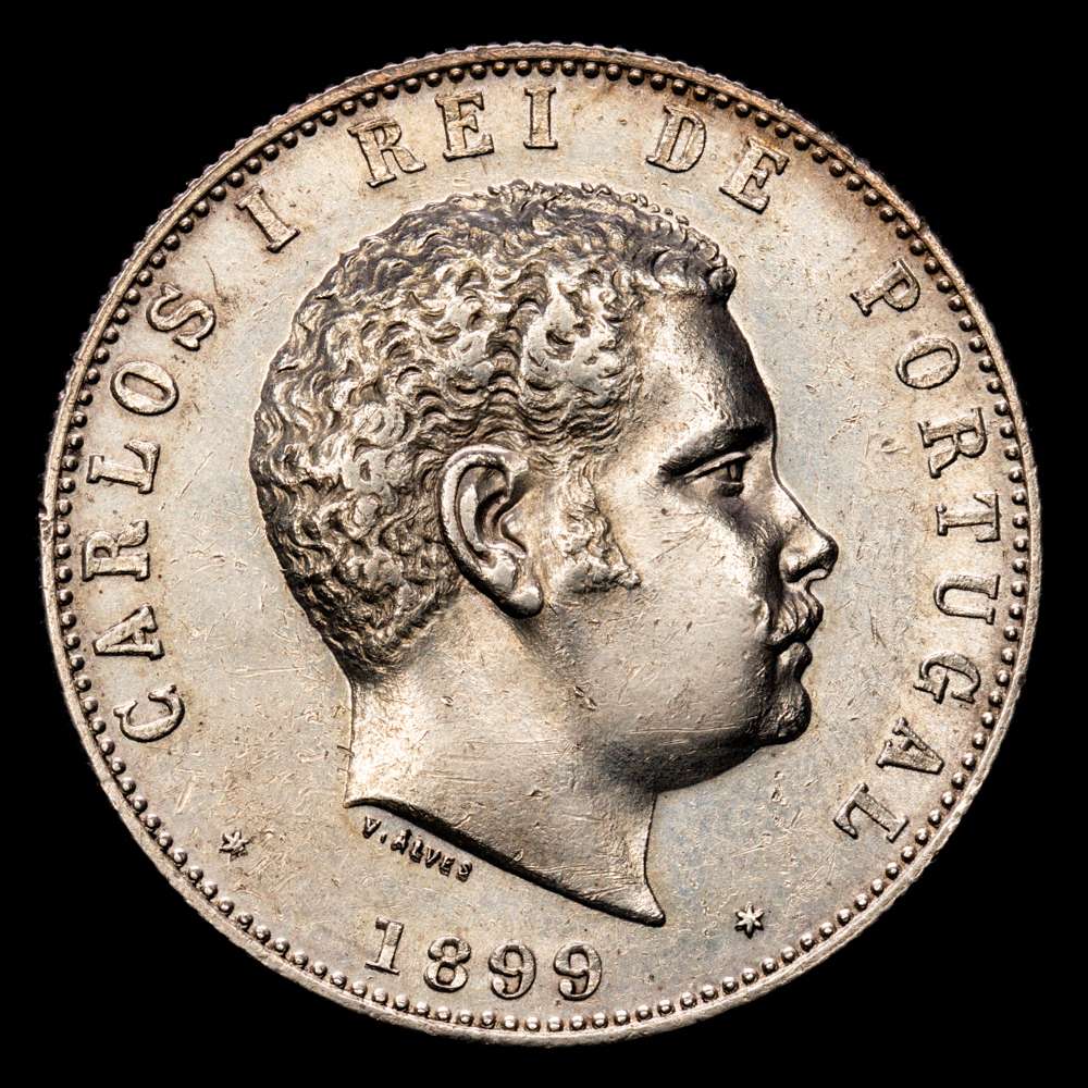 Portugal. D. Carlos I (1889-1908). 1000 reales. 1899. (Km-540). (Gomes-13.01). Ag. 24,99 gramos. Parte de original. EBC+.