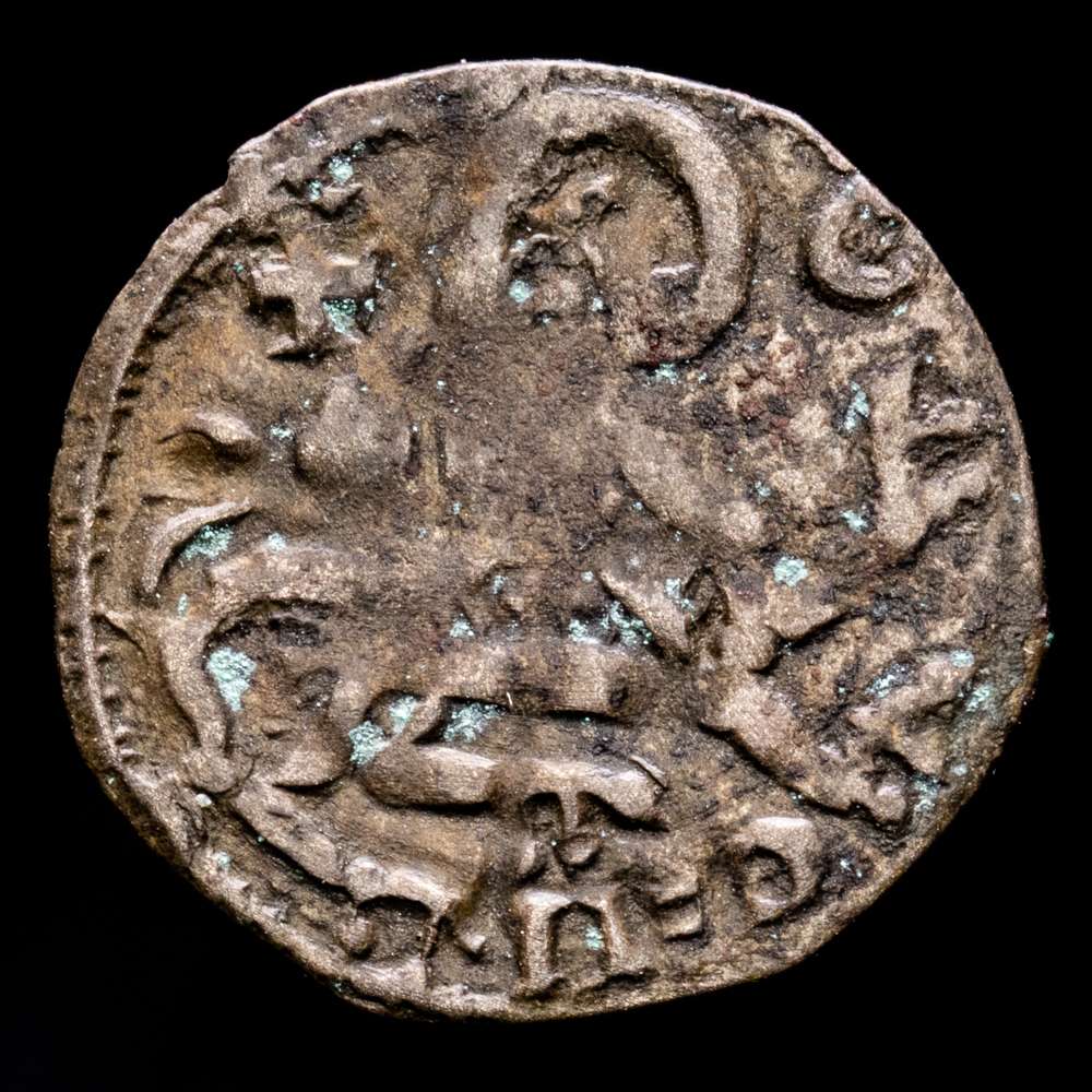 Alfonso IX (1188-1230). Salamanca. Dinero. Vellón. AB 123. MOMECA 25.A04.1. Cy1082 . 0,6 gramos. MBC-/MBC. Tono. Atractivo ejemplar. Muy escasa.