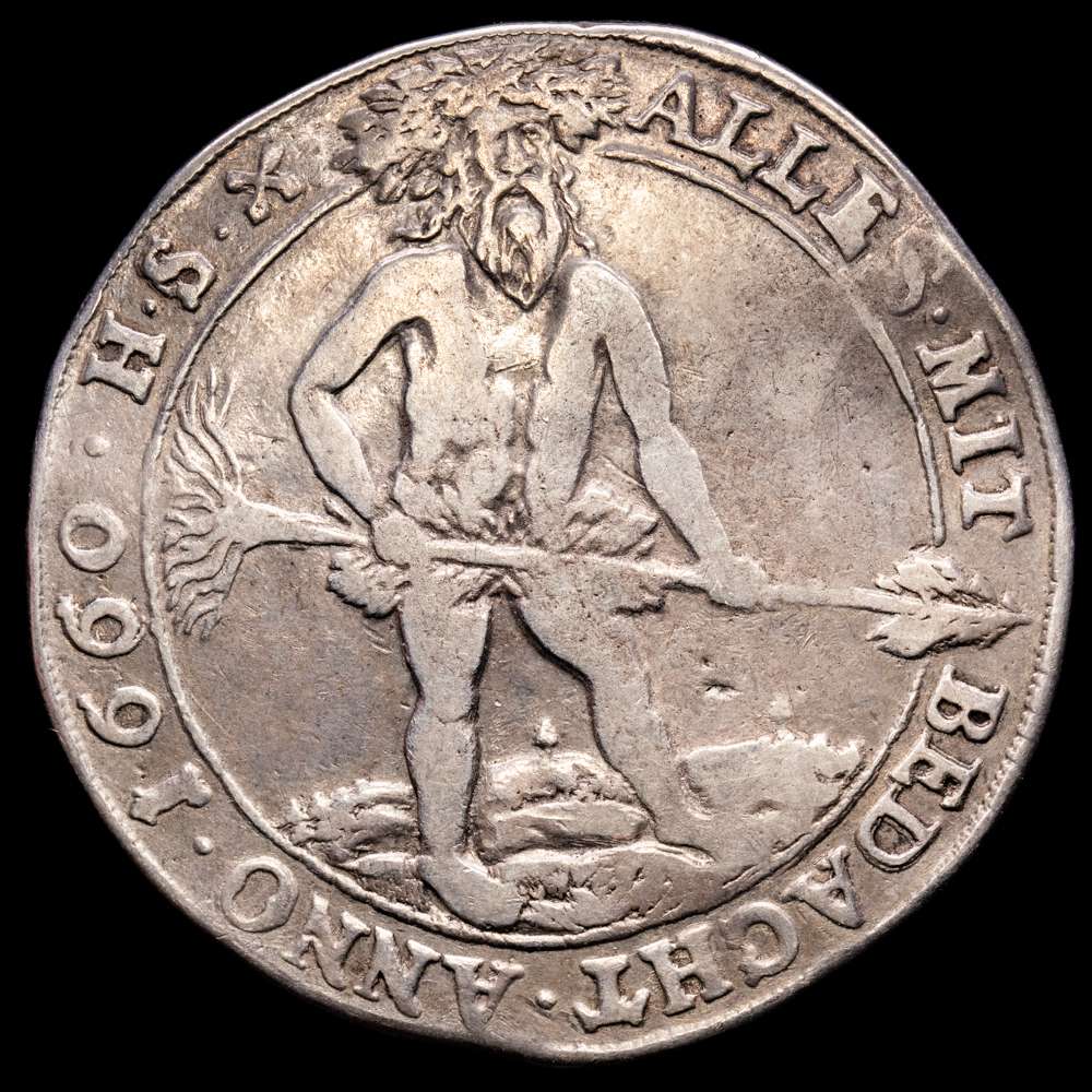 ALEMANIA. Brunswick-Luneburgo: Brunswick. Taler “Chico de la Casa”, 1660-HS. Ceca Zellerfeld, Augusto “el Joven”. Dav-6341; KM-442.1; Welter-822. (28,44g). VF+.