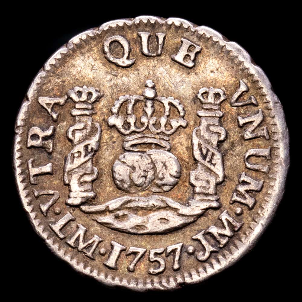 Fernando VI. 1/2 Real. (1,66 g.). Lima. 1757. J·M. AC-60. MBC+. Escasa