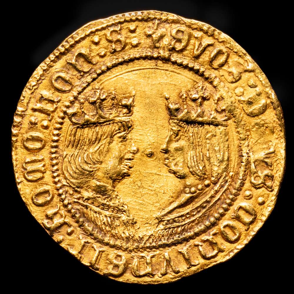 Reyes Católicos (1474-1504). 1 Excelente. Sevilla. (AC.661). (Tauler-83). Au. 3,49 gramos. Completamente redonda y bien acuñada con un hermoso color. Muy escaso. EBC+.