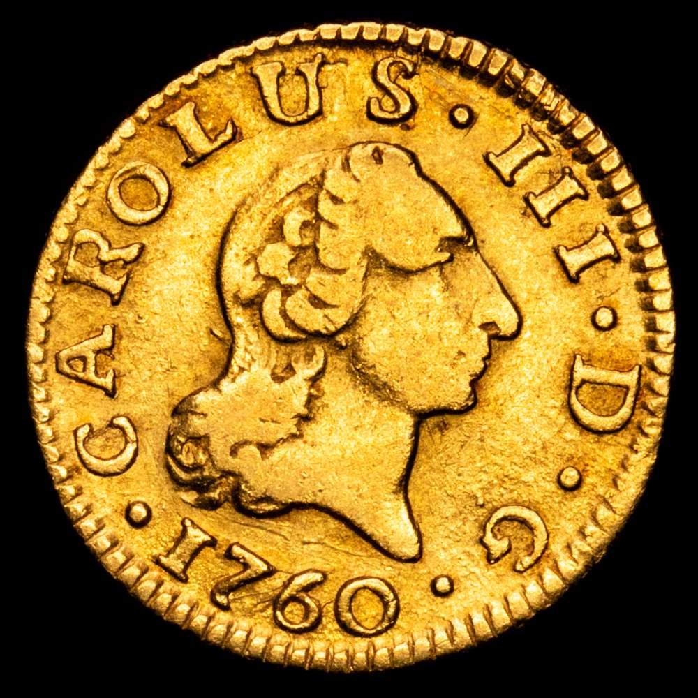 Carlos III. Sevilla. 1760. JV. 1/2 escudo. (AC. 1288). Escasa. 1,72 gramos. MBC.