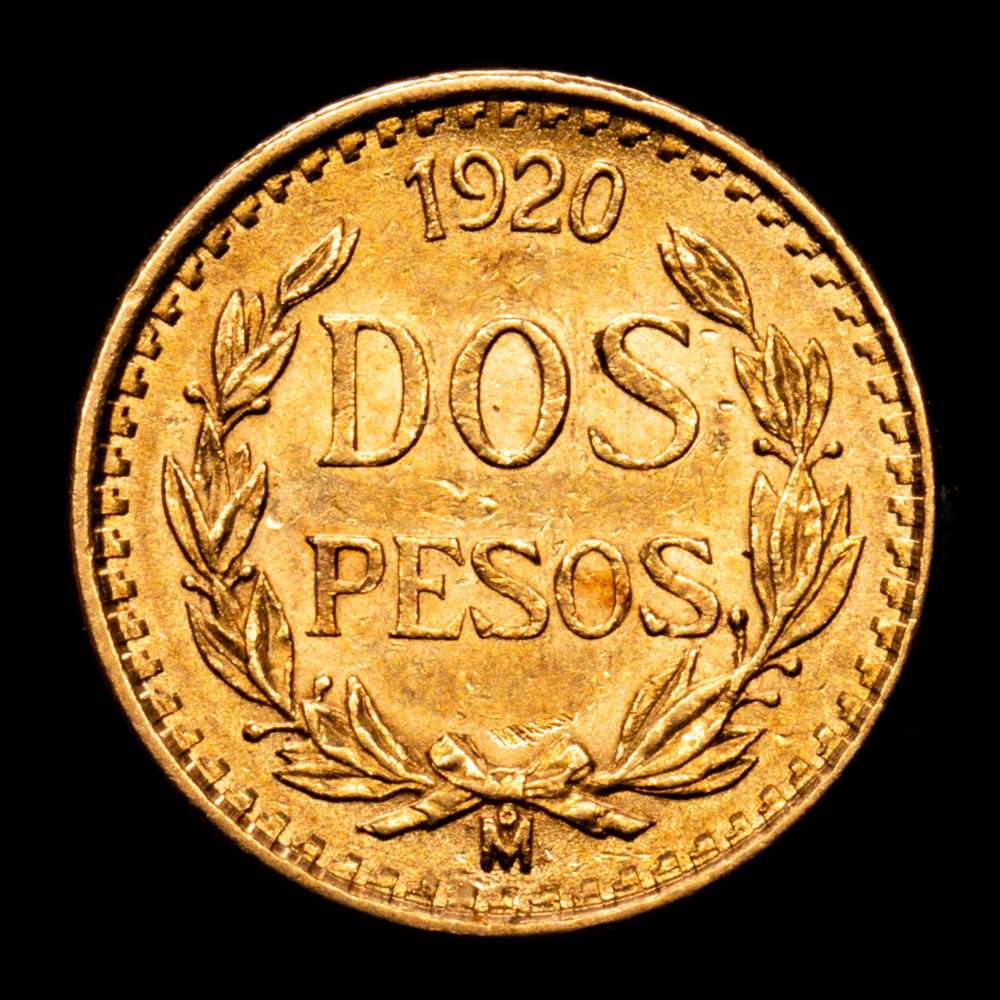 México. 2 pesos. 1920. México. (Km-463). Au. 1,69 g. XF+.