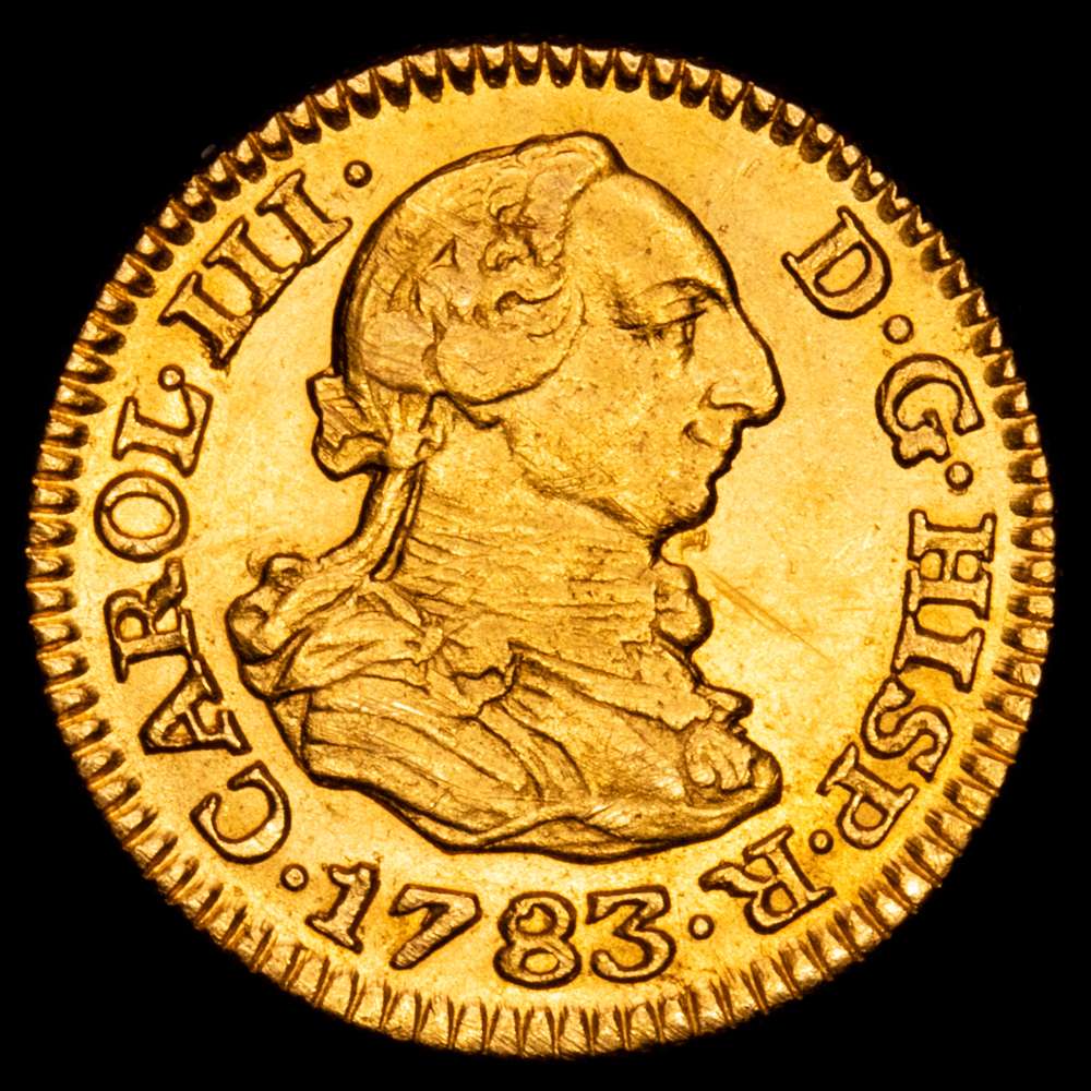 Carlos III (1759-1788). 1/2 escudo. 1783. Madrid. J.D. (Cal-1275). Au. 1,81 gramos. Restos de brillo original. MBC+/EBC-.