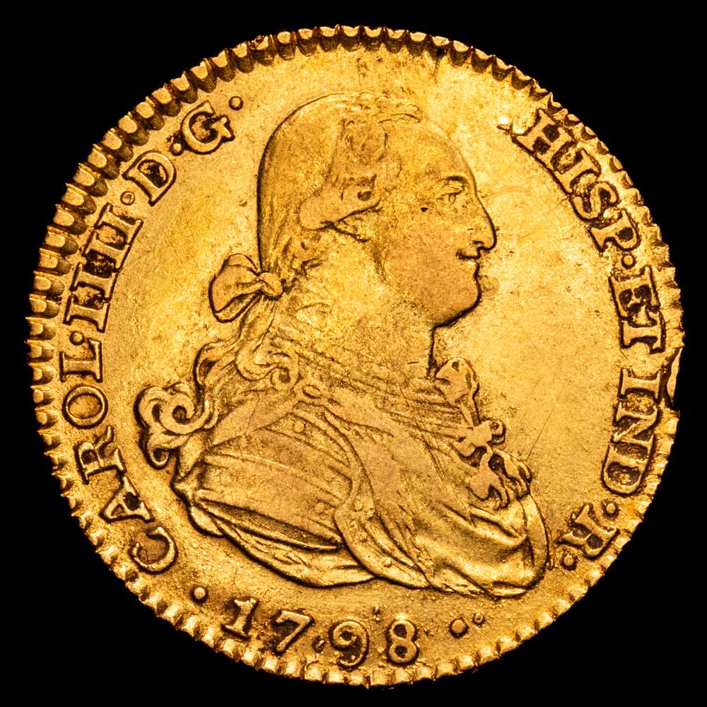 Carlos IV (1788-1808). 2 escudos. 1798. Madrid. MF. (Cal-1290). Au. 6,82 gramos. MBC+.