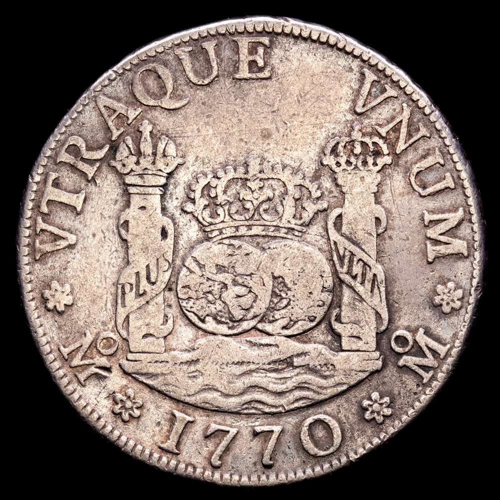 CARLOS III (1759-1788). 1770 MF. México. 4 reales. (AC-883). 13,28 gramos. Columnario. MBC+