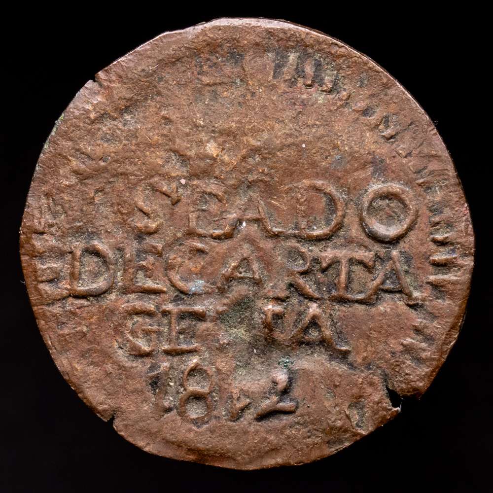 Fernando VII (1808-1833). 1/2 real. 1812. Cartagena de Indias. (Cal-316). (Restrepo-131-2). Ag. 1,40 gramos.  Escasa. MBC.