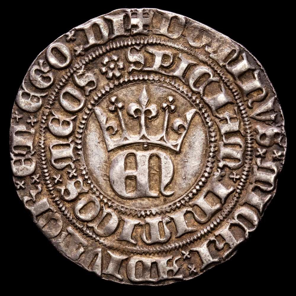 Castilla y León – Enrique II. 1 Real. (3,47 g.). Coruña. (1368-1379). BAU-556. Rara. EBC.