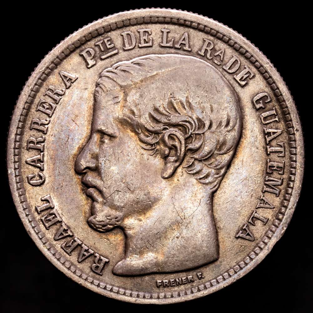 GUATEMALA: República, 1 Peso AR, 1864, KM-182.  Ag. 24,51 g. Ensayador R, punto después de la fecha y letra variedad R. XF.