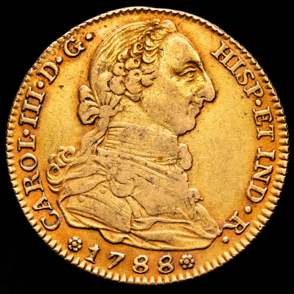 CARLOS III. 4 Escudos. 1788. MADRID. M/JD 13,39 grs. RARA. AC-No cita corrección de ensayadores. MBC+.