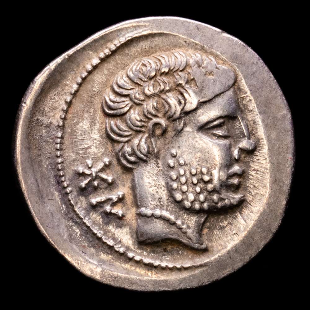BOLSCAN. Denario. 133 aC a 14 dC. Vv43-2. 4,08 gramos. Eje 3h. Acuñada en un flan de gran tamaño. MBC+