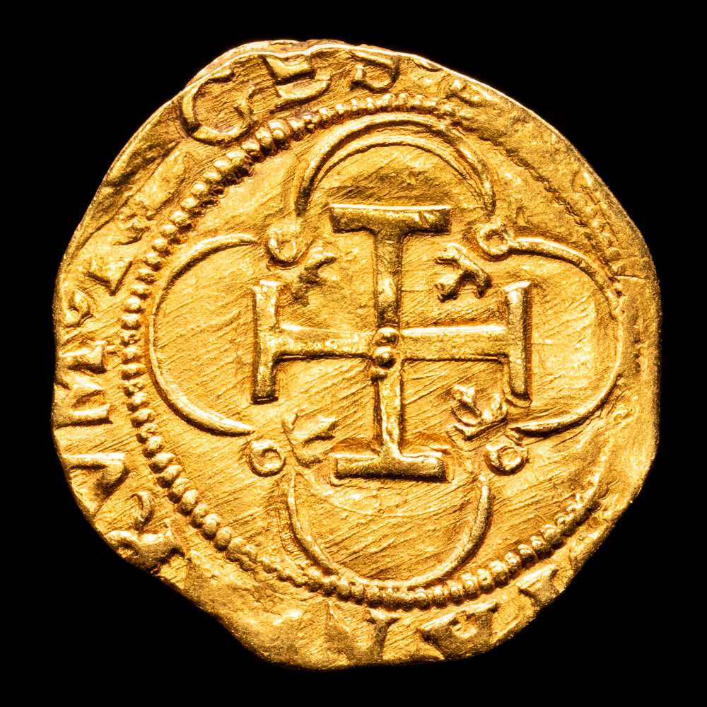 Juana y Carlos. 1 Escudo. (3,34 g.). Sevilla. (1504-1555). Escudo entre d cuadrada y S. AC-199. EBC-.