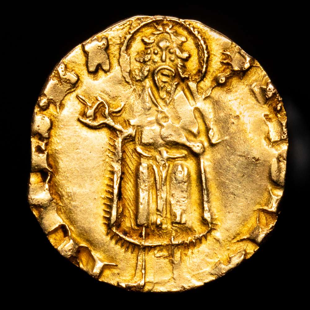 Corona de Aragón. Pedro III (1336-1387). 1/2 florín. Valencia. (Cru-394). Au. 1,67 gramos. Marca: Torre. MBC+.