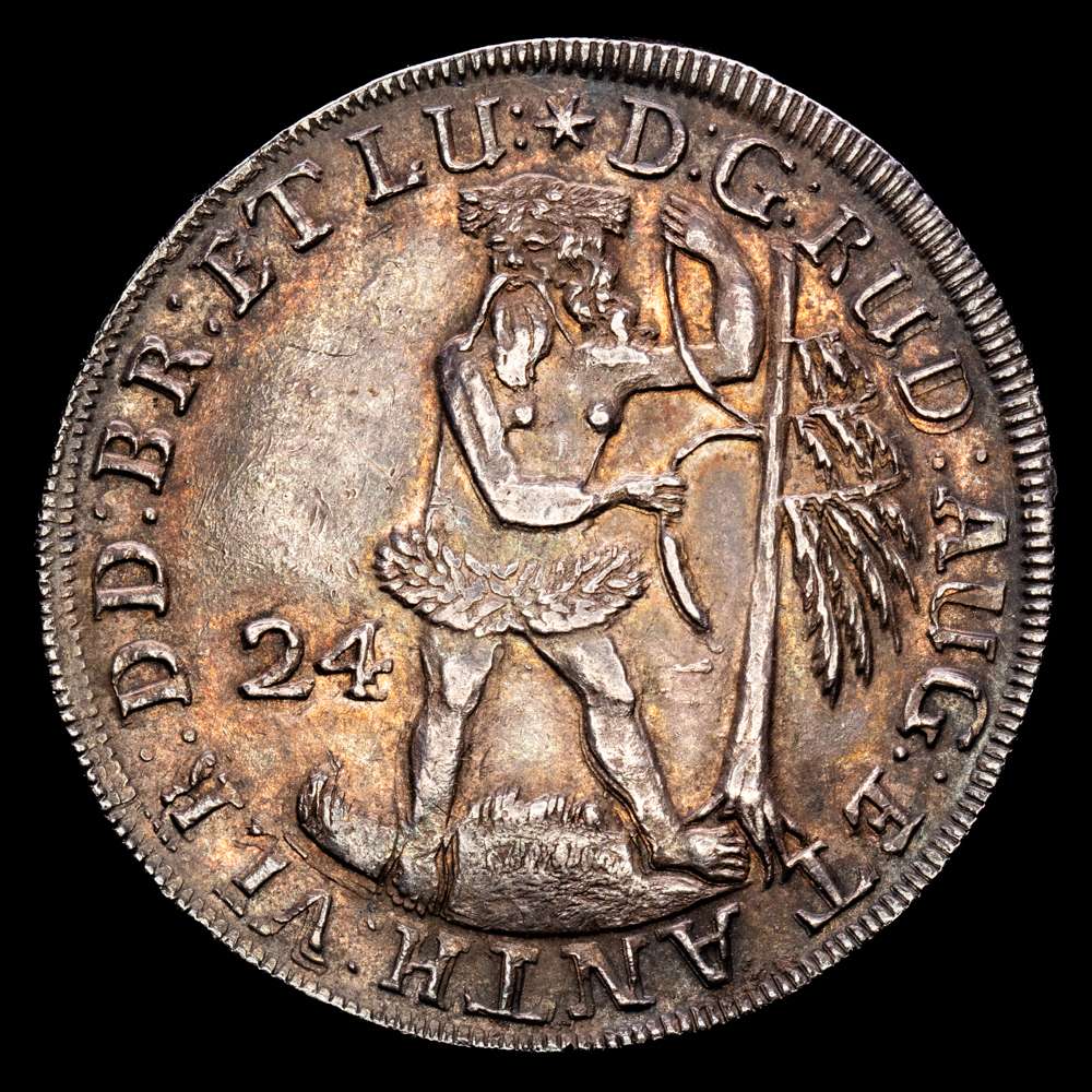 BRUNSWICK-WOLFENBÜTTEL: Rudolf August und Anton Ulrich, 1685-1704, AR 24 Mariengroschen.(13,04 g.). 1697, Dav-336, Muy buen ejemplar con una preciosa pátina de monetario antiguo. XF.