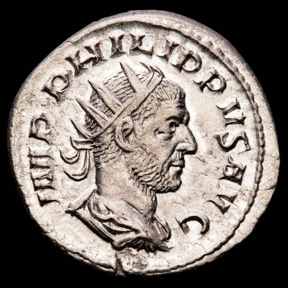Filipo I, emperador romano , 244-249 d. C. AR Antoninianus (22 mm, 3,81 gramos). Emisión de Ludi Saeculares (Juegos seculares), RIC IV 60; RSC 39. EBC.