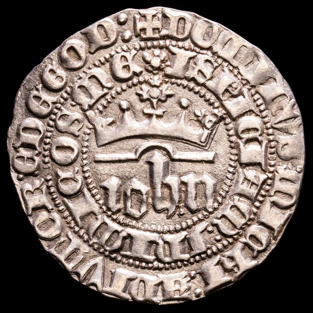 Reino de Castilla y León. Juan I (1379-1390). 1 real. Sevilla. (Bautista-799, como Juan II). Ag. 3,47 gramos. S bajo el cuartelado y rosetas en los extremos. Bonito ejemplar. EBC-.
