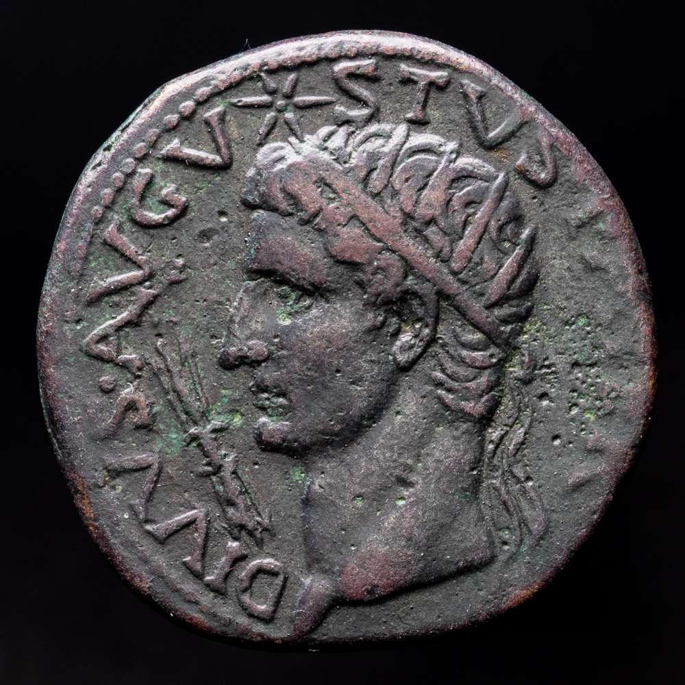 Augusto. Dupondio. (10,53 g.). Roma. 14-15 d.C.. C-157. MBC. Pátina marrón verdosa