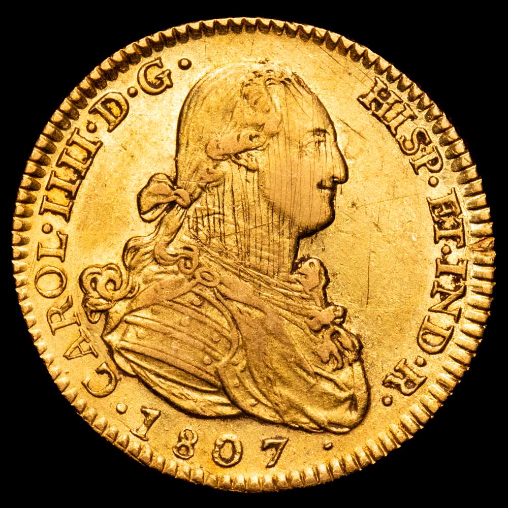 Carlos IV (1788-1808). 2 escudos. 1807. Madrid. AI. (Cal-1318). Au. 6,81 gramos. (MBC+).
