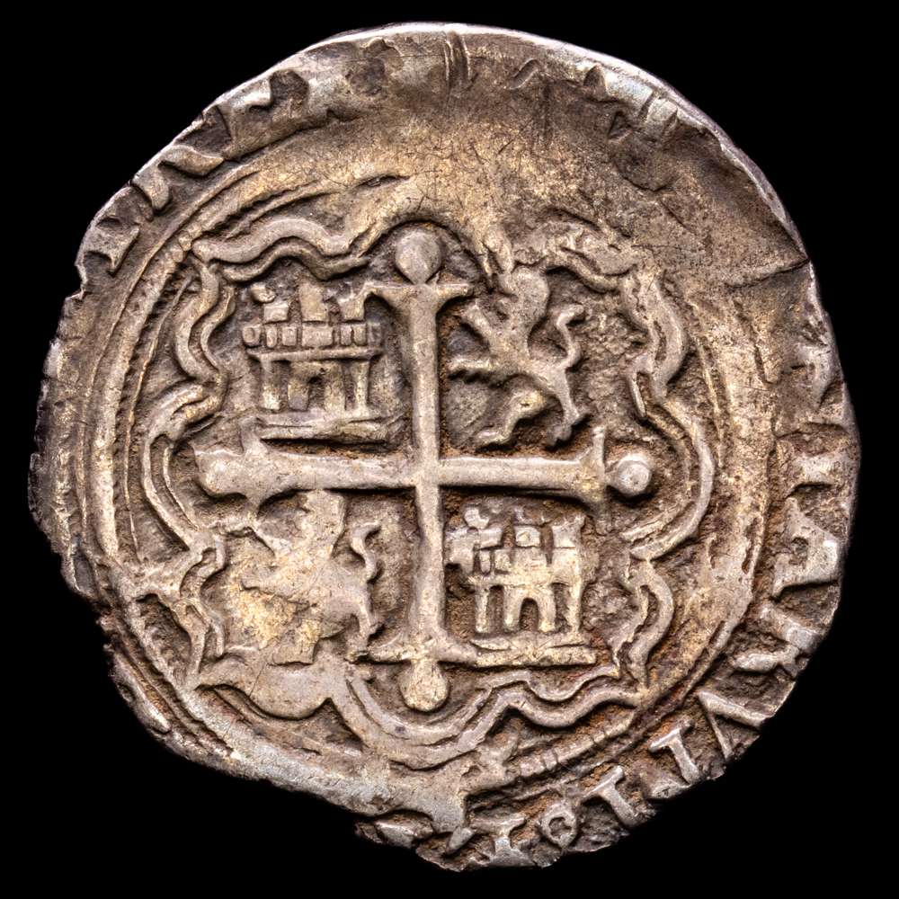 Felipe II (1556-1598). 1 real. ND. (1572-1589). México. O. (Cal-226). Ag. 3,31 gramos. Escudo entre OM. MBC+.