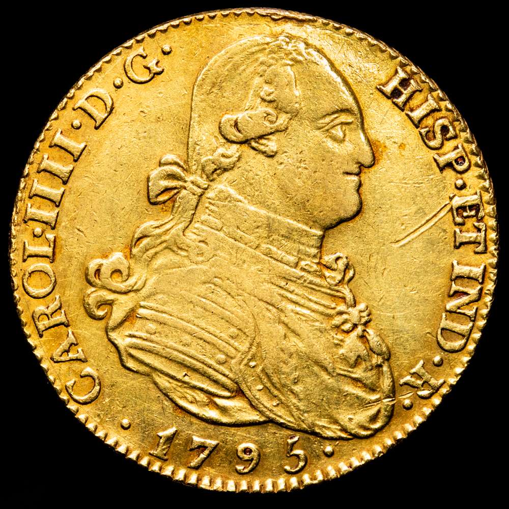 Carlos IV. 4 Escudos. (13,42 g.). Madrid. 1795. M·F. AC-1478. MBC/MBC+.