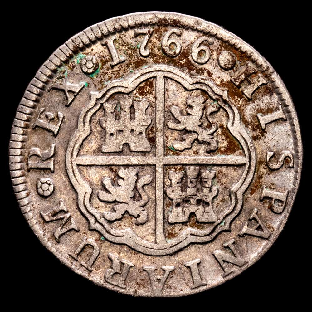 Carlos III (1759-1788) 2 reales. 1766. Madrid. PJ. (Cal-614). Ag. 5,66 gramos. MBC-.