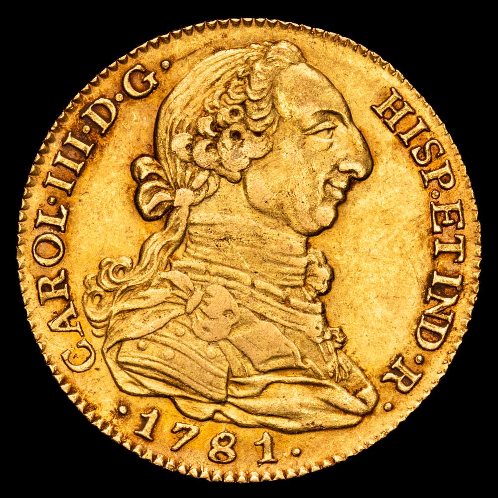 Carlos III (1759-1788). 4 escudos. 1781. Madrid. PJ. (Cal-1785). Au. 13,53 gramos. Bonito color. EBC-.
