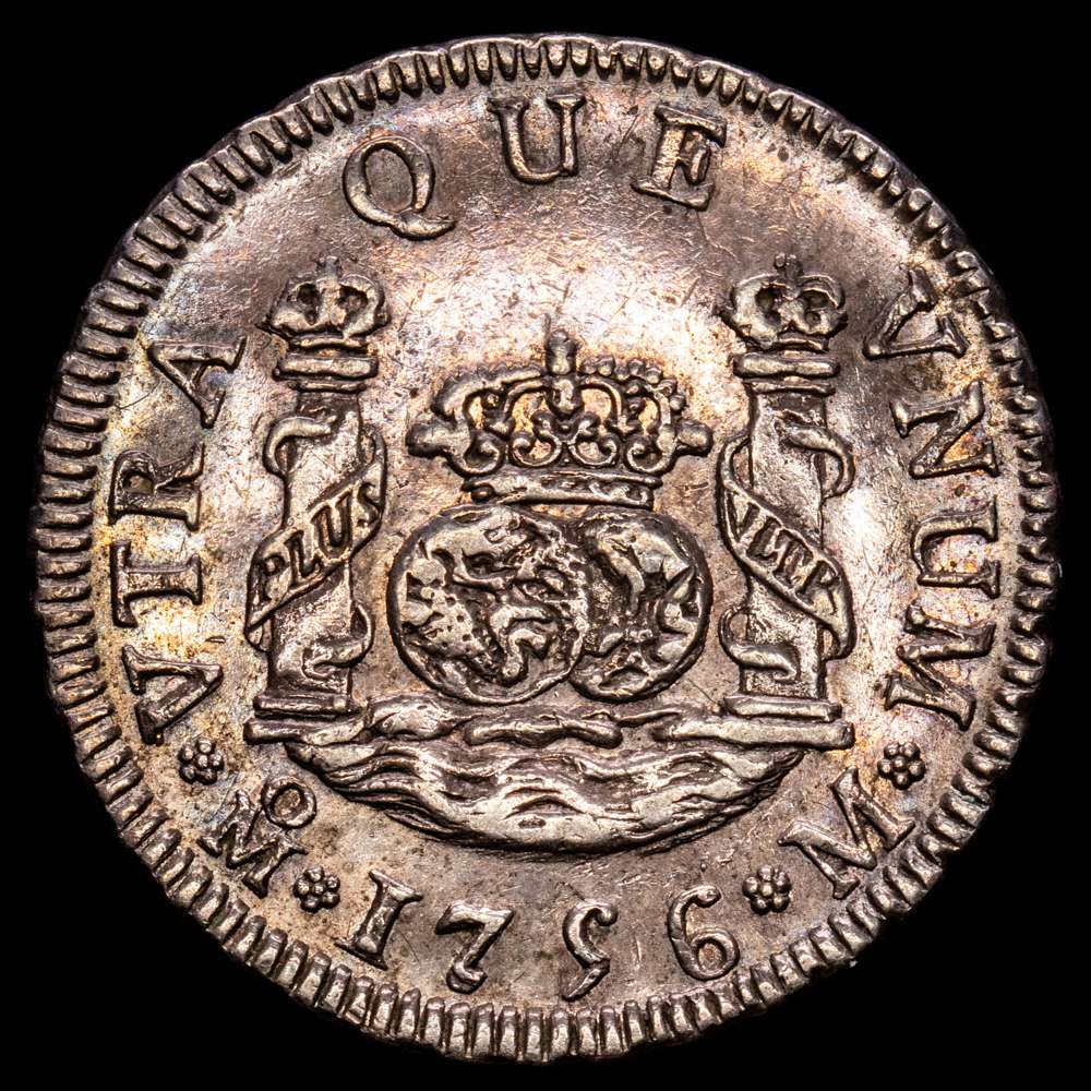 Fernando VI (1746-1759). 2 reales. 1756. México. M. (Cal-299). Ag. 6,77 gramos. EBC. Tono.