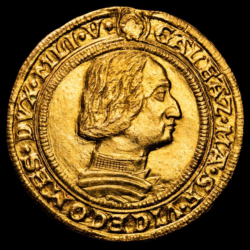 Galeazzo Maria Sforza (1466-1476). Doble ducado. Milán. REPLICA en ORO.