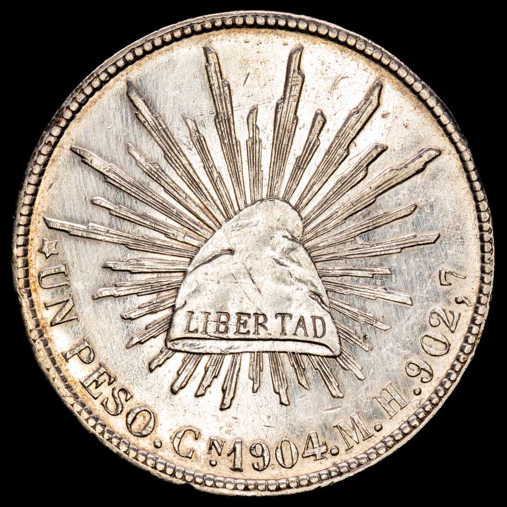 México. 1 Peso. 1904. Culiacán. MH. (Km-409). Ag. 26,94 gramos. Restos de brillo originales. EBC+.