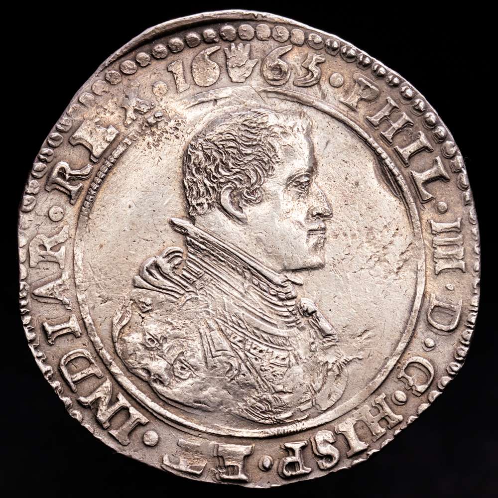 Felipe IV (1621-1665). 1 ducatón. 1665.  Amberes. (Tauler-2926). (Vanhoudt-642.AN). Ag. 32,46 gramos. EBC-.