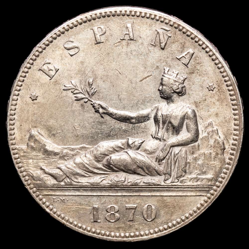 Gobierno Provisional. 5 Pesetas. (24,98 g.). Madrid. 1870 *18-70*. SN·M. AC-39. EBC.