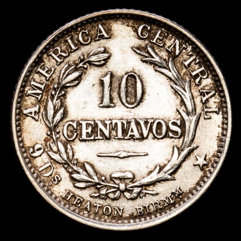 Costa Rica. 10 Centavos. (2,49 g.). 1889. KM-179. XF.
