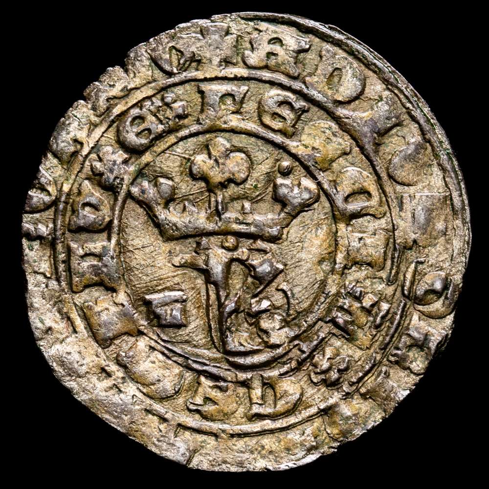 Portugal D. João I (1385-1433) Real Branco Lisboa Ceca, AG:  (Gomes-52.01) 2,85g. MBC+. (doble acuñación)