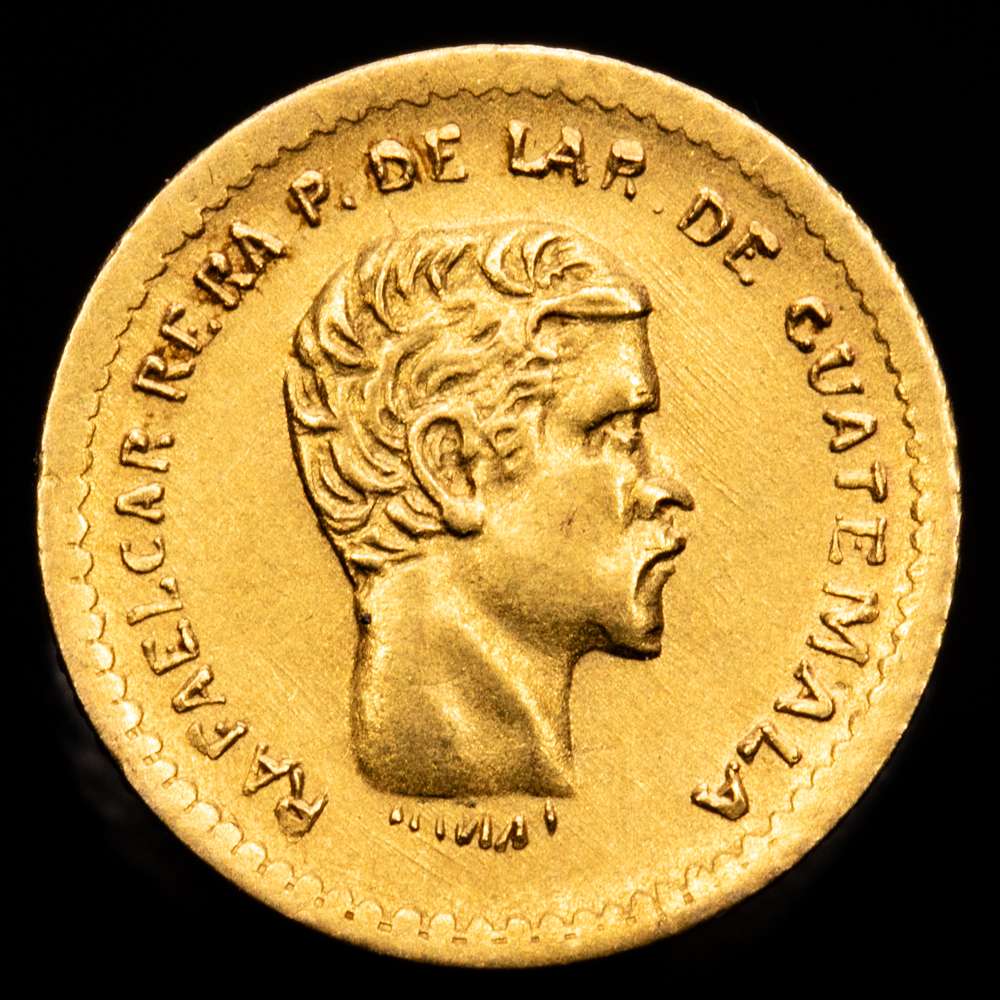 GUATEMALA. 4 Reales de Oro, 1860-R. Casa de la Moneda de la Ciudad de Guatemala. Rafael Carrera. (0,79 g.). KM-135. UNC-.