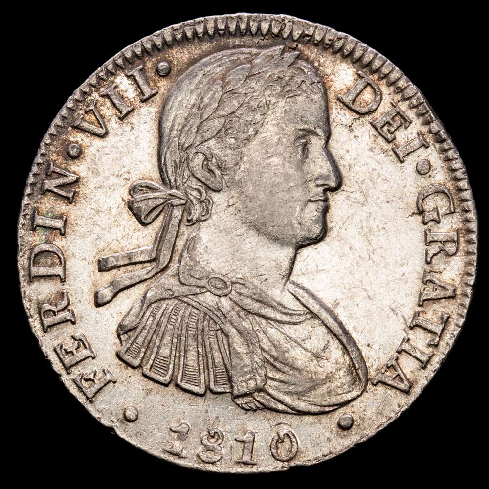 Fernando VII. México. 1810/9. HJ. 8 reales. (AC. 1311). Busto imaginario. (27,01 gramos). Parte de brillo original. EBC-.