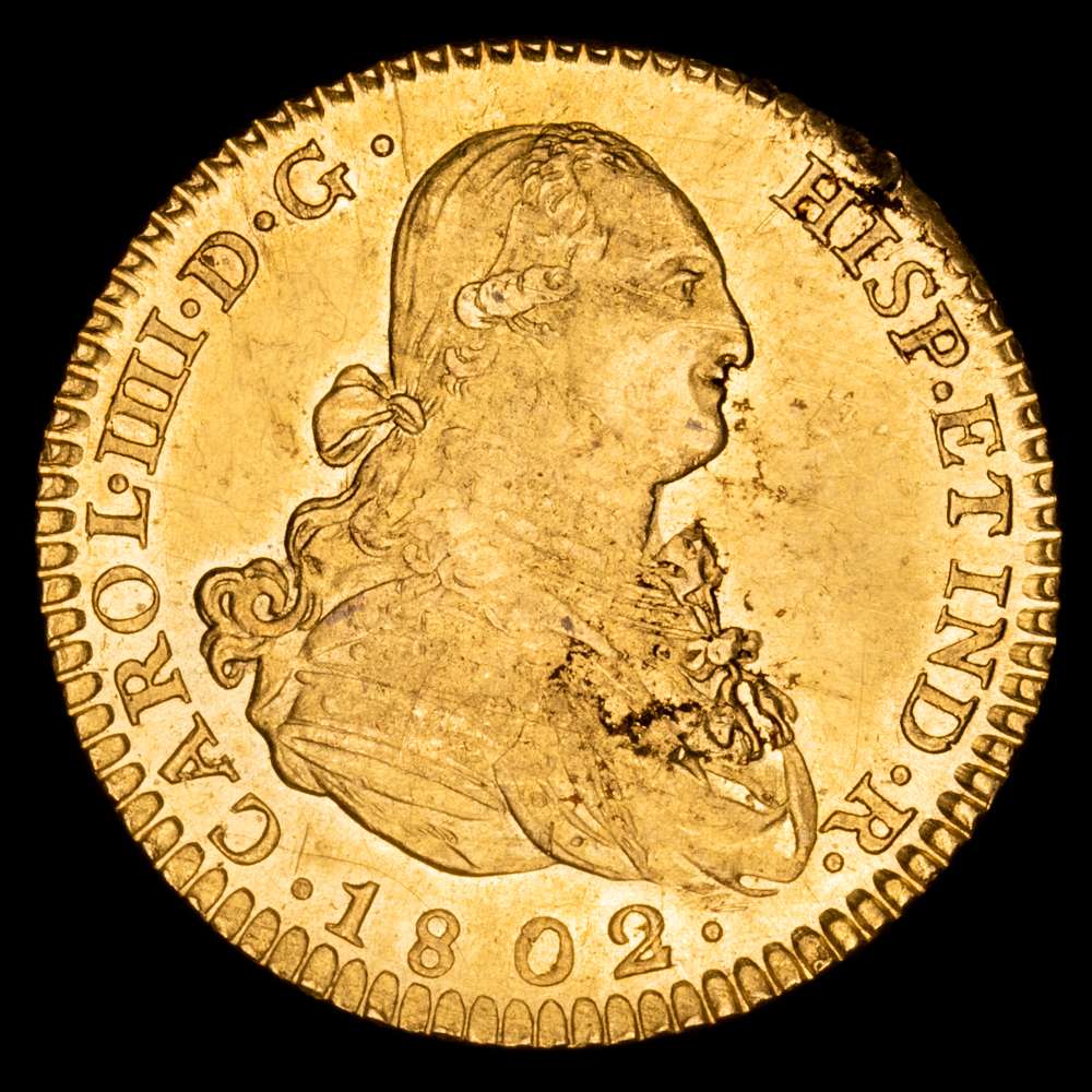 Carlos IV. 2 Escudos. (6,81 g.). Madrid. 1802/1. Ensyador F·A. AC-1304. EBC. Brillo original.