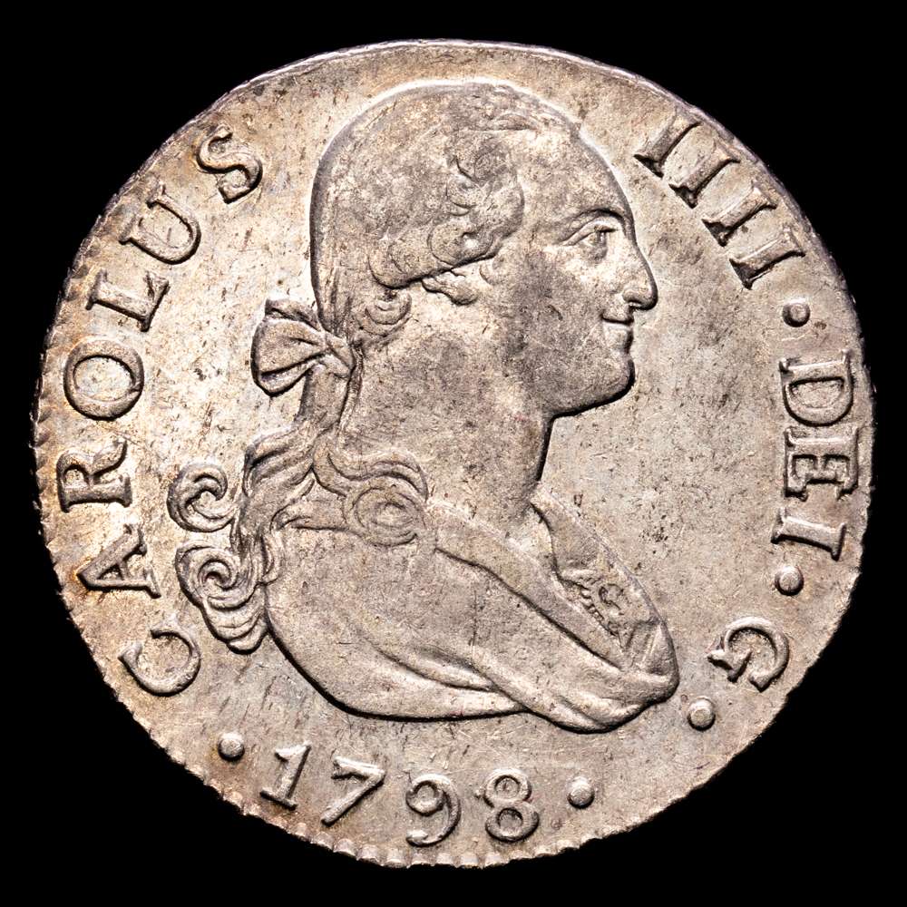 Carlos IV (1788-1808). 2 reales. 1798. Sevilla. CN. (Cal-719). Ag. 5,83 gramos. EBC-. mínimos restos de brillo original.