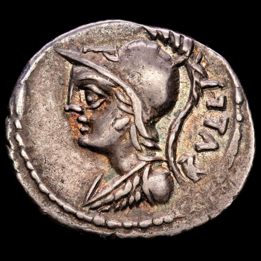 REPÚBLICA ROMANA. Denario. SERVILIA-14. P. Servilio M. f. Rulo. 100 aC. Bella pátina irisada. Cal-1277; FFC-1118. EBC-/MBC+.
